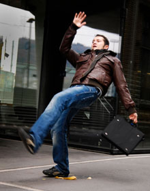 A guy who will soon need a falling accident attorney in Bristol, PA